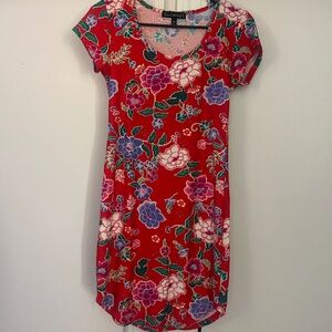Red floral dress